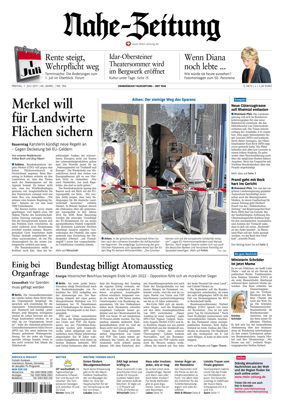 Nahe-Zeitung vom Freitag, 01.07.2011