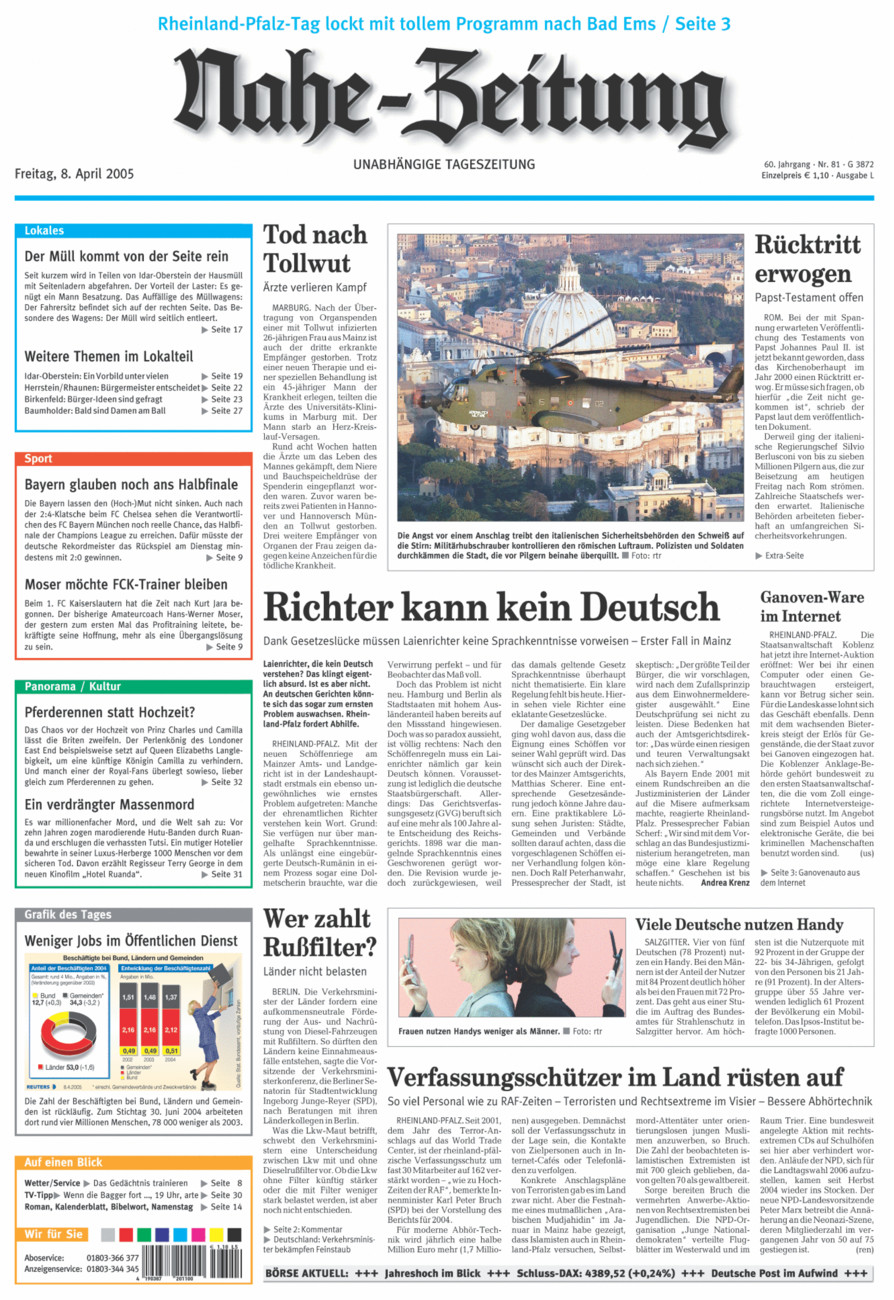 Nahe-Zeitung vom Freitag, 08.04.2005