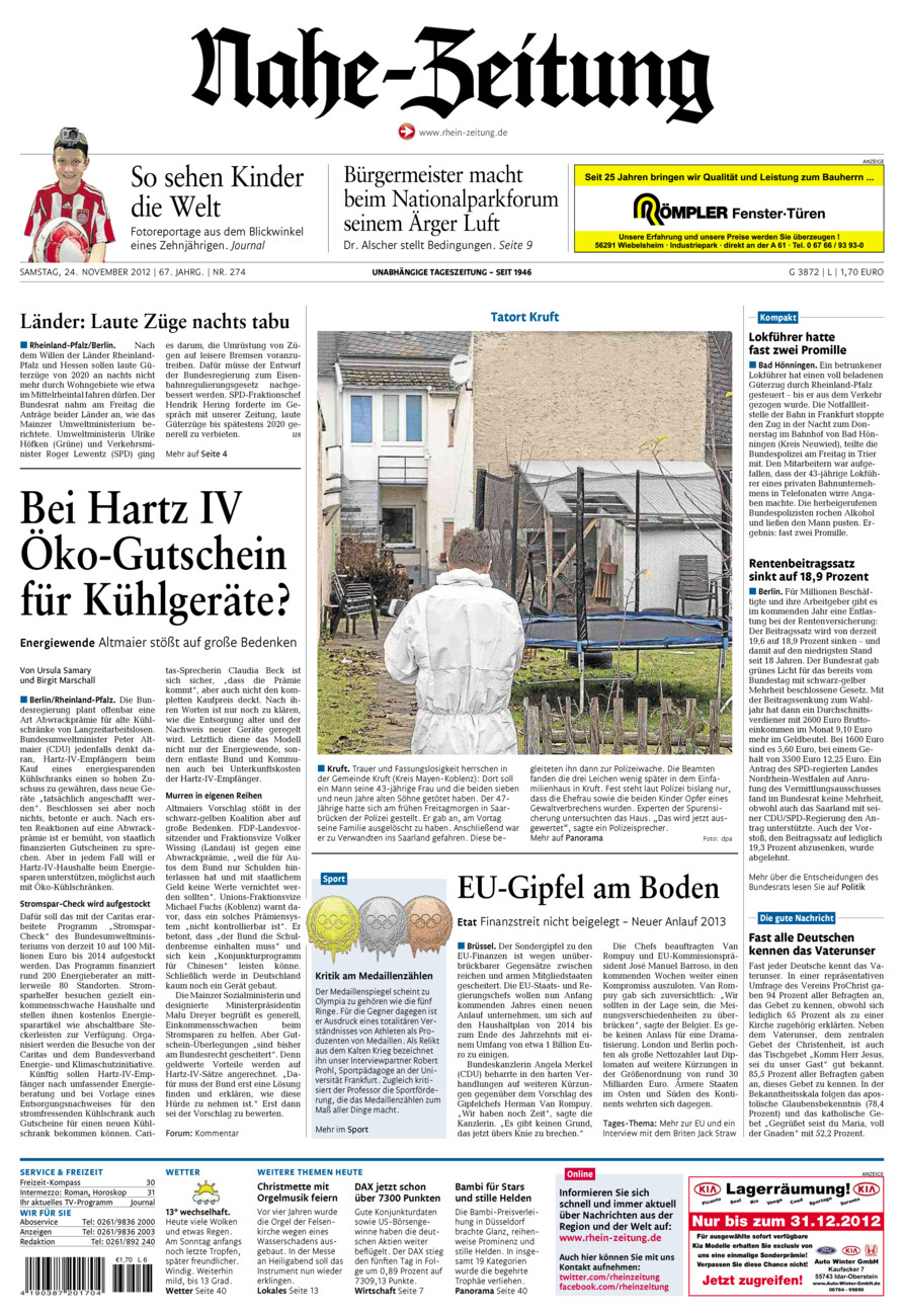 Nahe-Zeitung vom Samstag, 24.11.2012