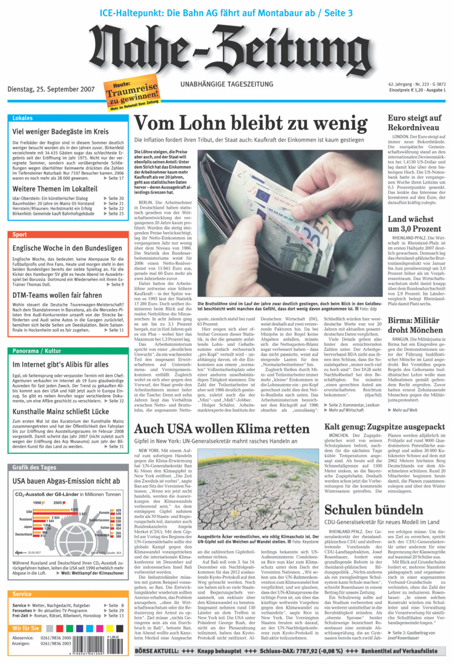Nahe-Zeitung vom Dienstag, 25.09.2007