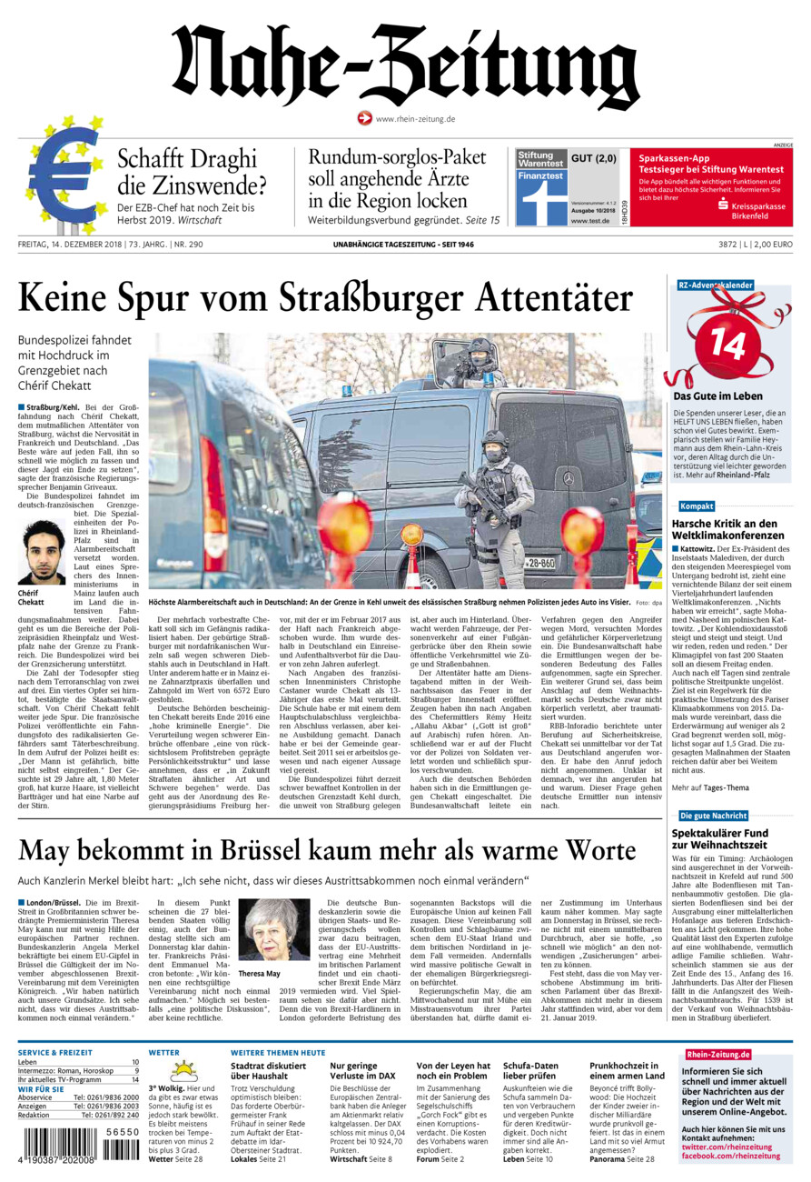 Nahe-Zeitung vom Freitag, 14.12.2018