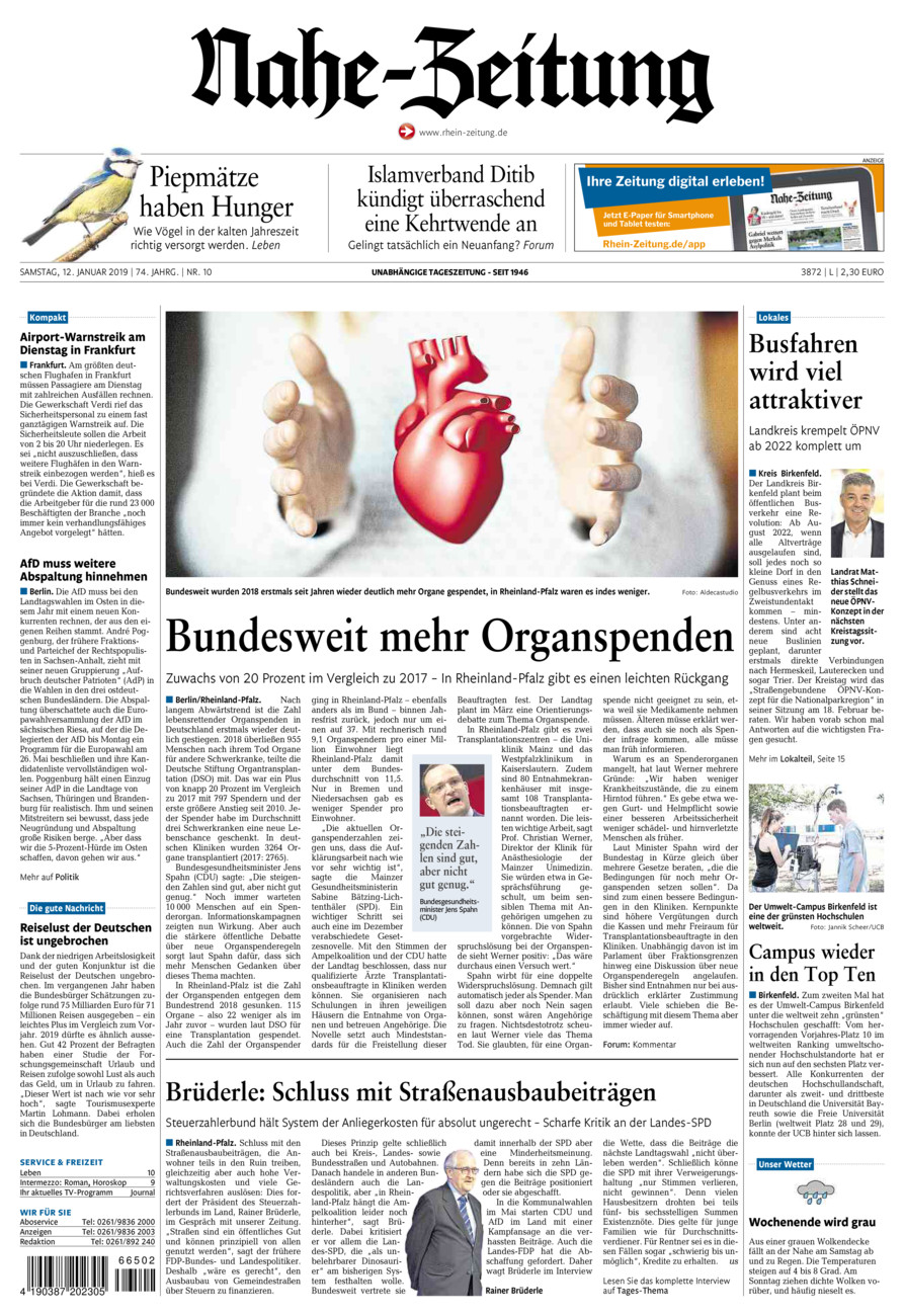 Nahe-Zeitung vom Samstag, 12.01.2019