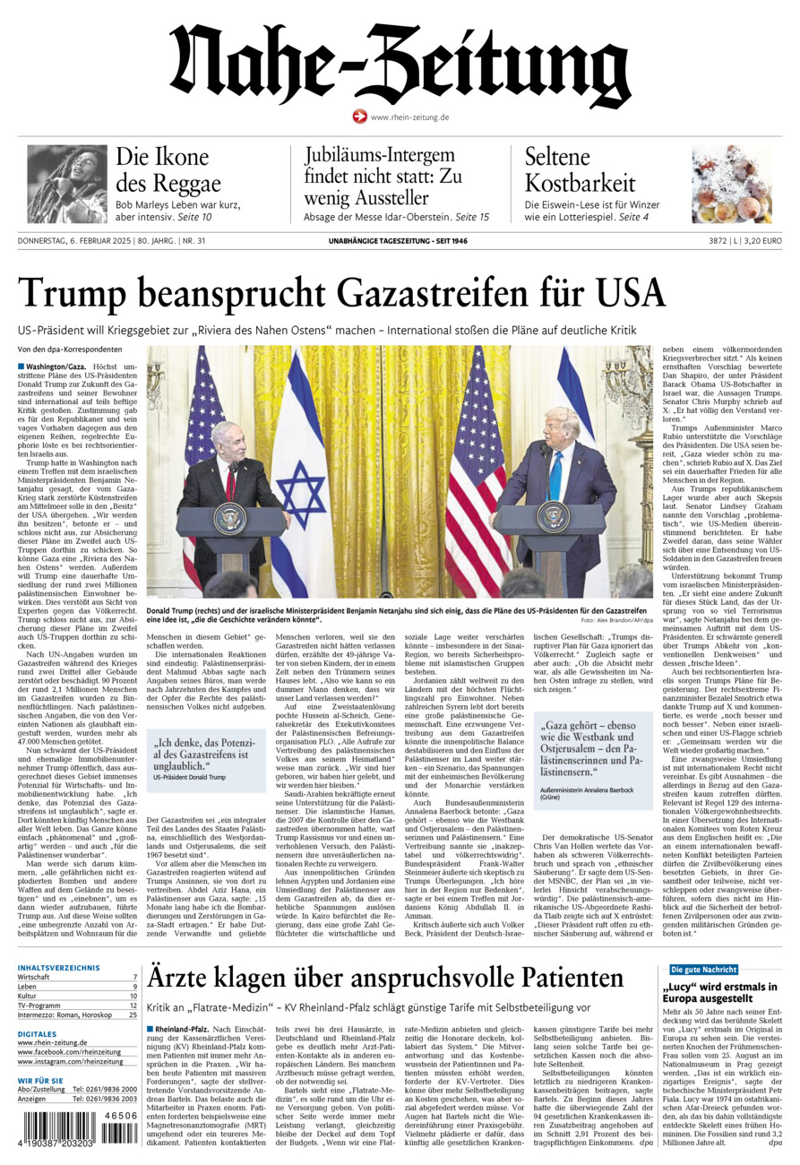 Nahe-Zeitung vom Donnerstag, 06.02.2025