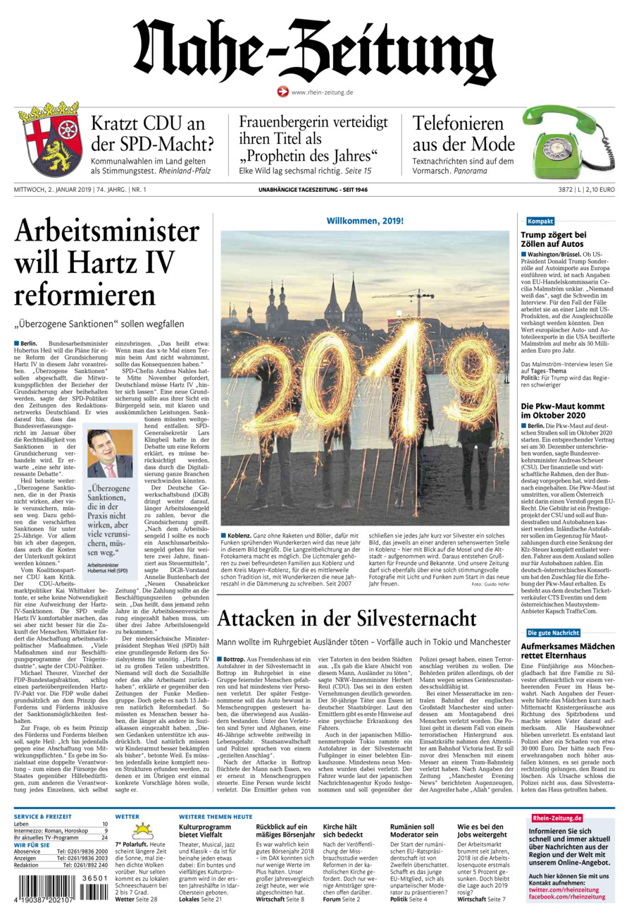 Nahe-Zeitung vom Mittwoch, 02.01.2019