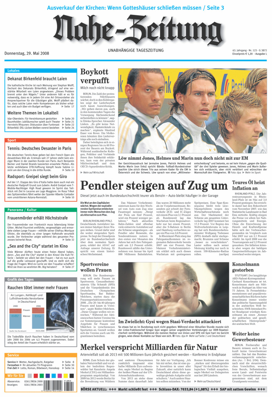Nahe-Zeitung vom Donnerstag, 29.05.2008