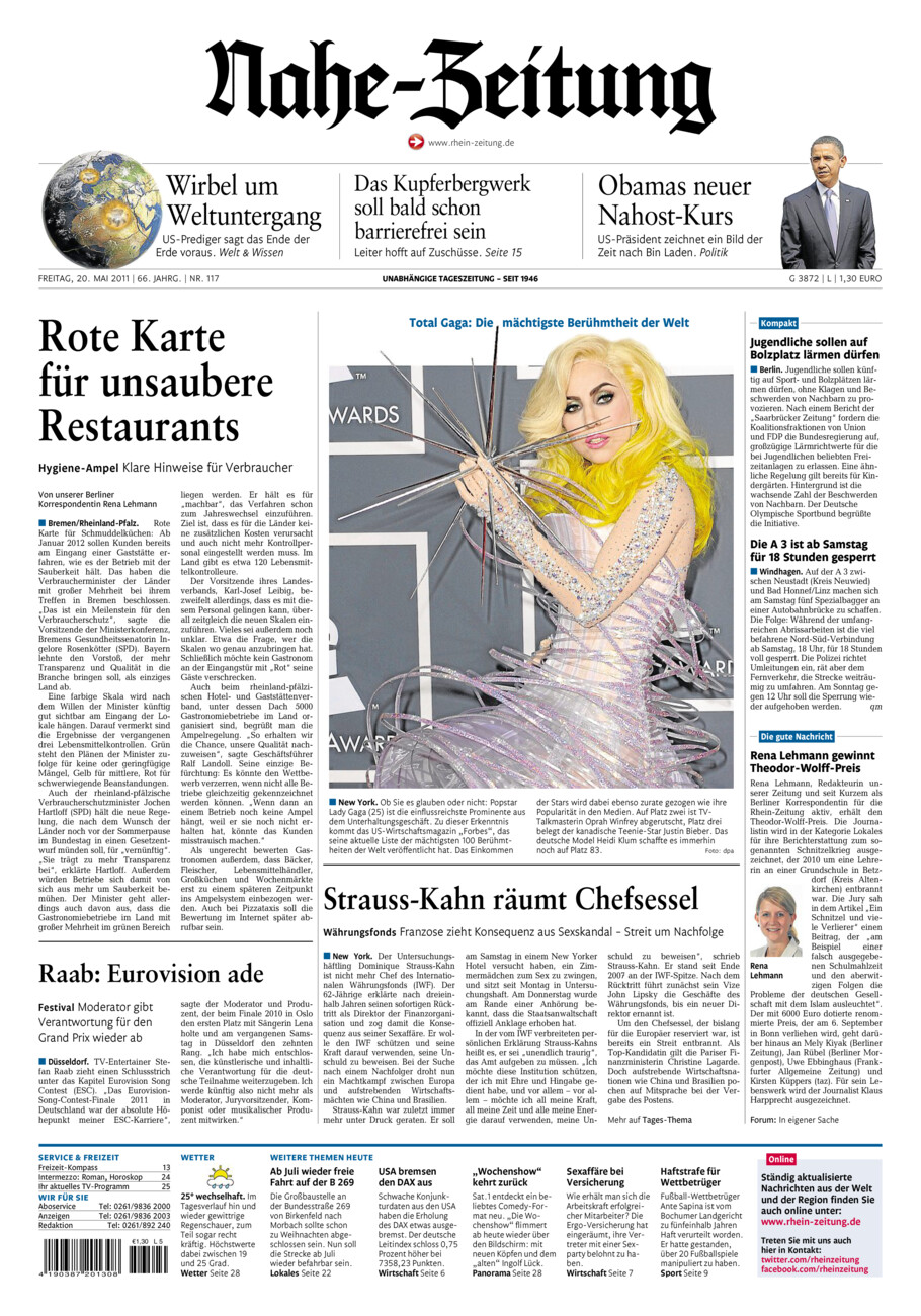 Nahe-Zeitung vom Freitag, 20.05.2011