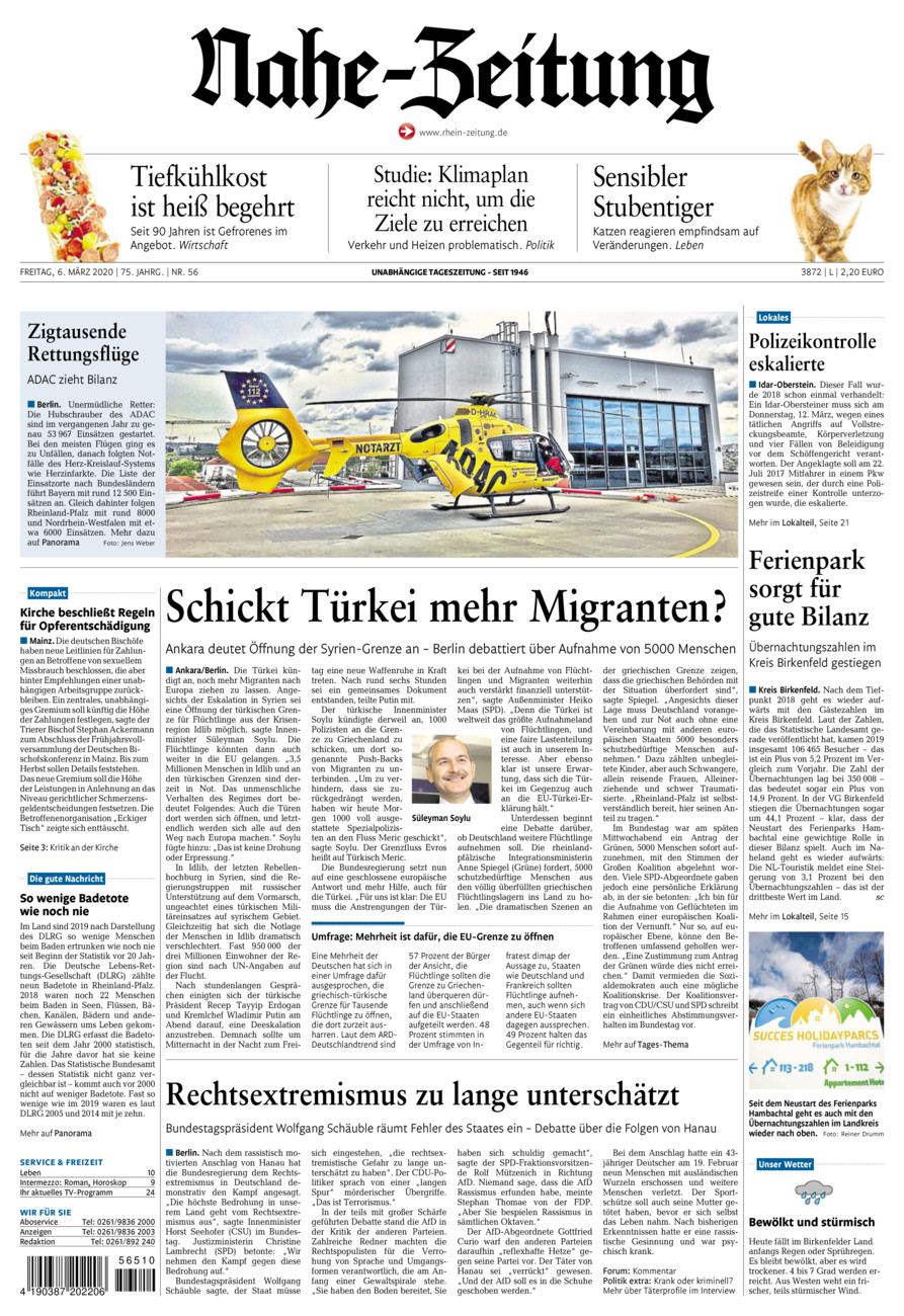 Nahe-Zeitung vom Freitag, 06.03.2020