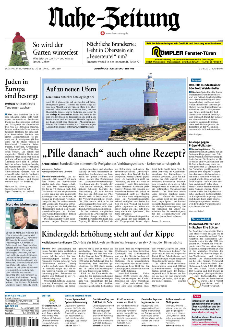 Nahe-Zeitung vom Samstag, 09.11.2013