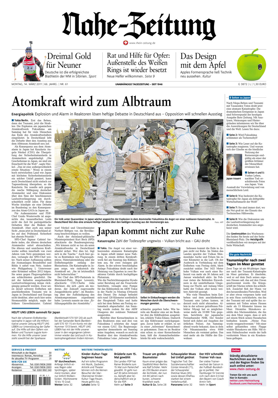 Nahe-Zeitung vom Montag, 14.03.2011