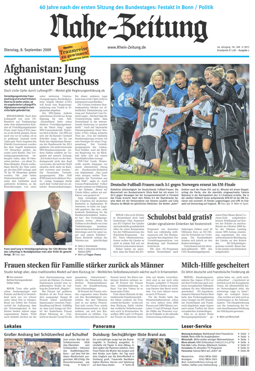 Nahe-Zeitung vom Dienstag, 08.09.2009
