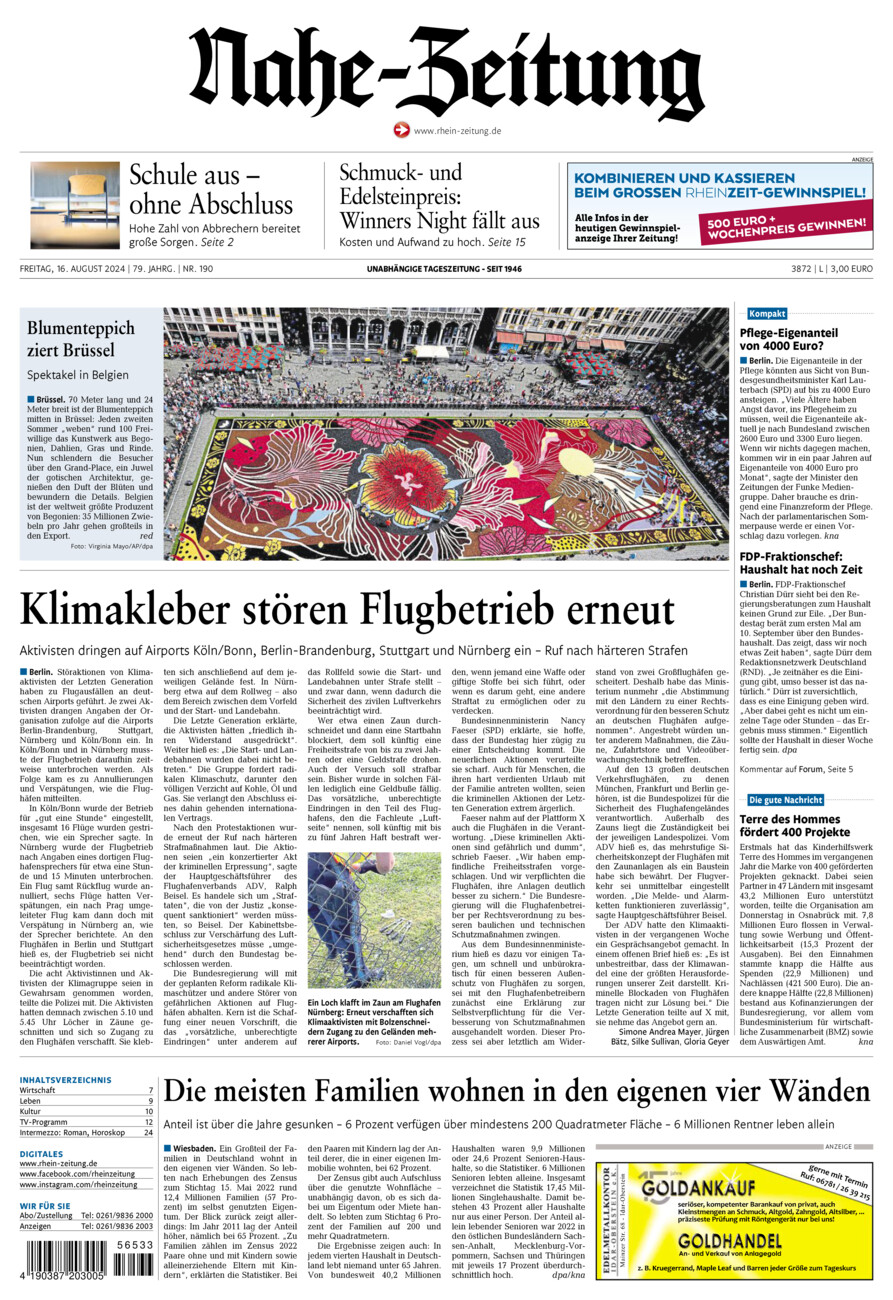 Nahe-Zeitung vom Freitag, 16.08.2024