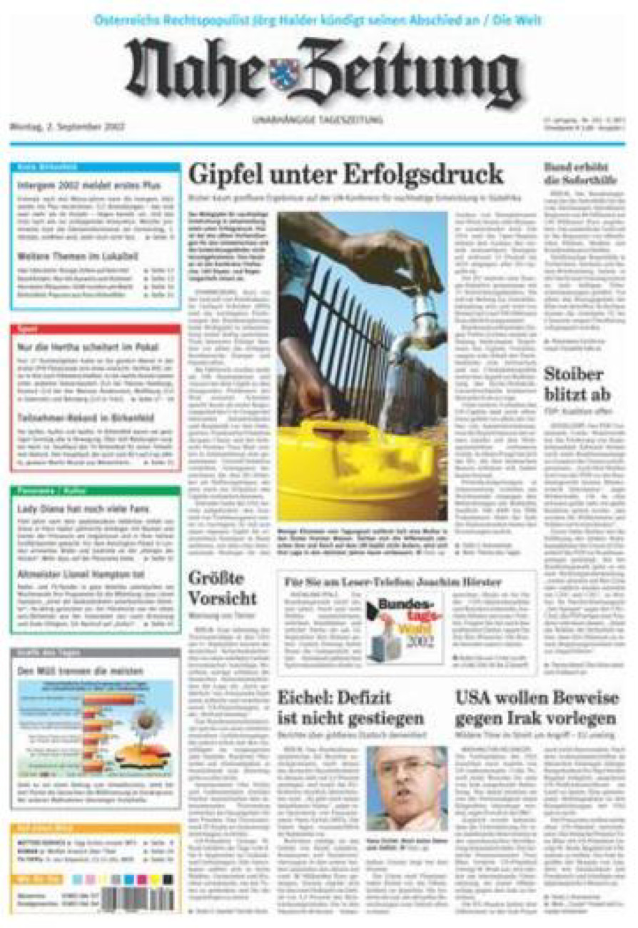 Nahe-Zeitung vom Montag, 02.09.2002