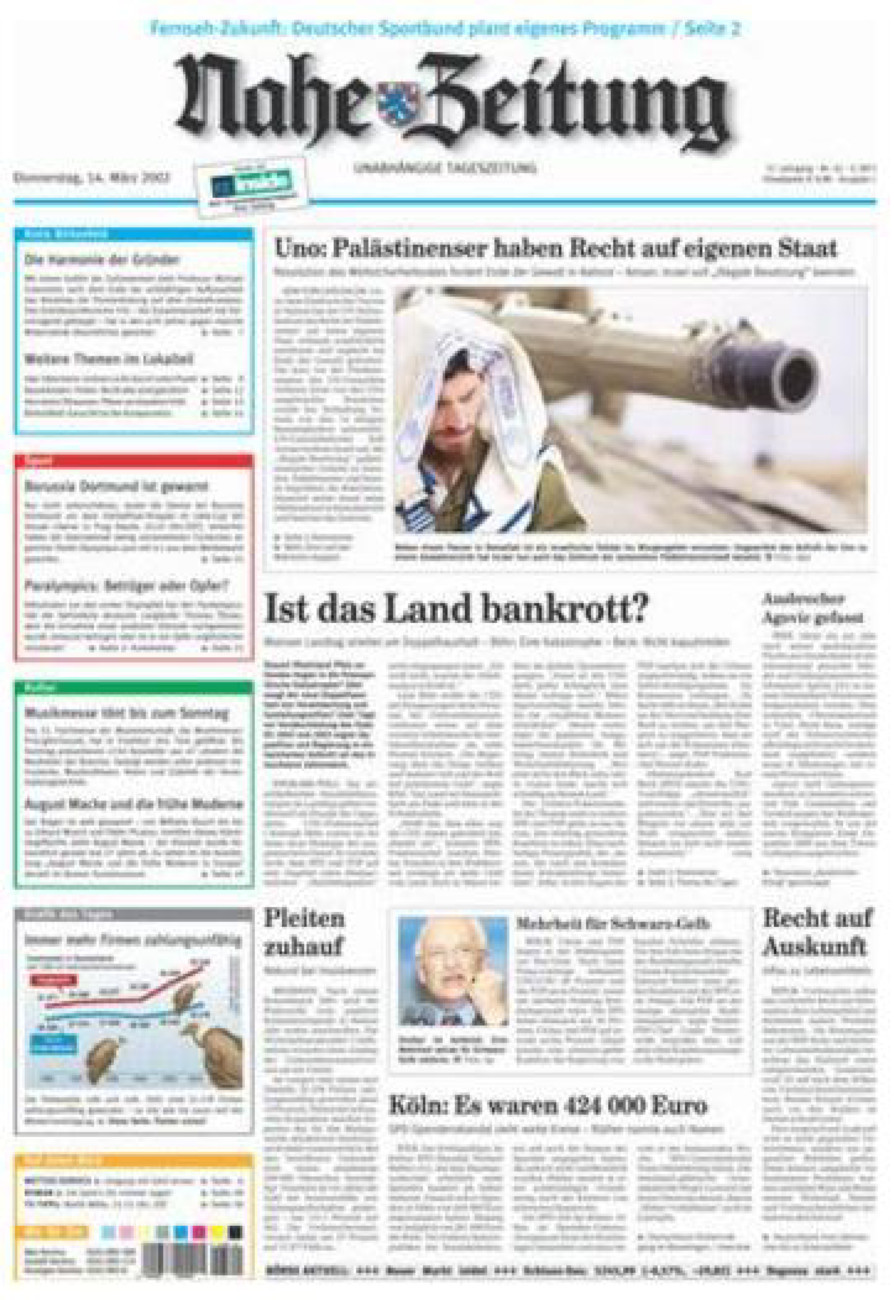 Nahe-Zeitung vom Donnerstag, 14.03.2002
