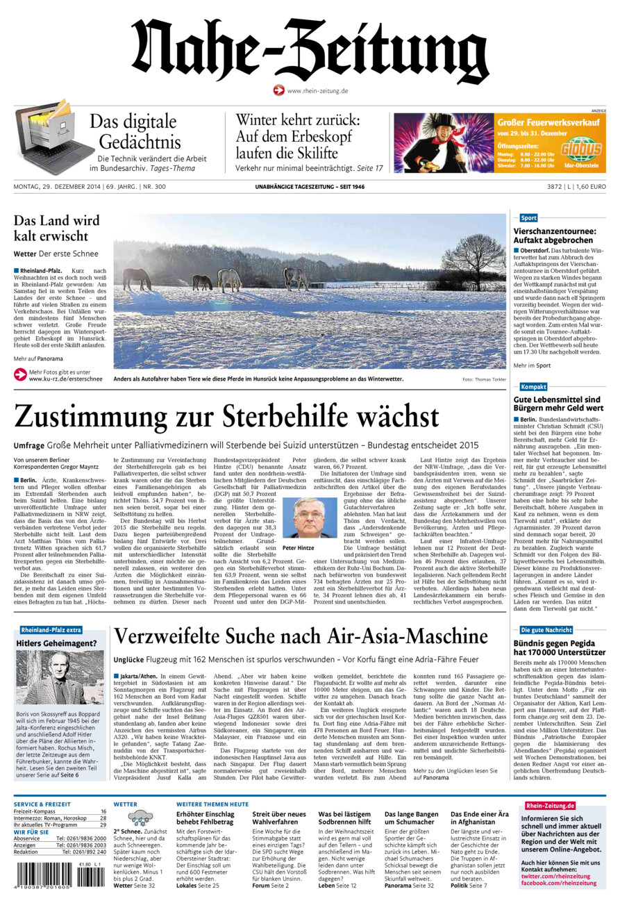 Nahe-Zeitung vom Montag, 29.12.2014