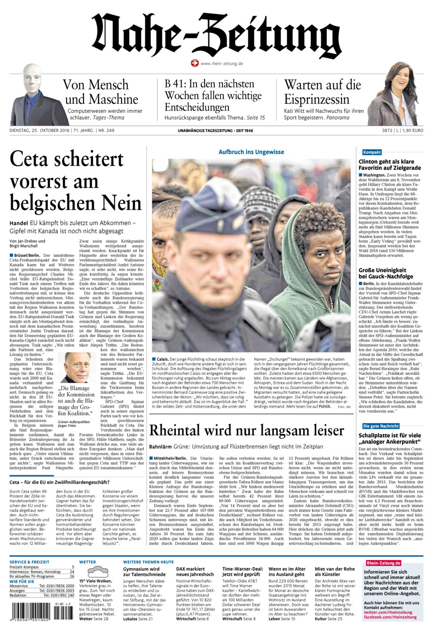 Nahe-Zeitung vom Dienstag, 25.10.2016