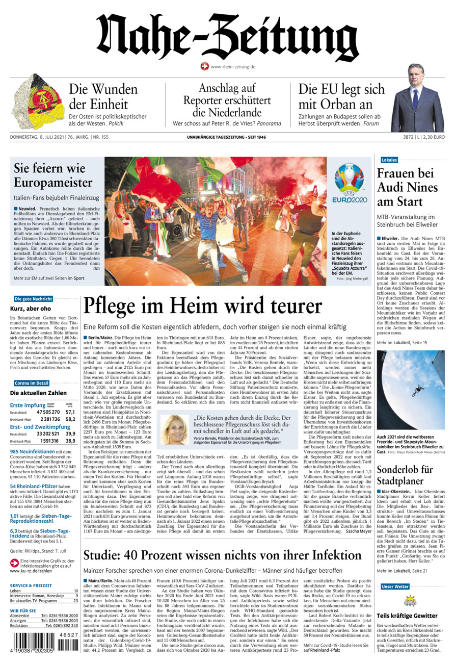 Nahe-Zeitung vom Donnerstag, 08.07.2021