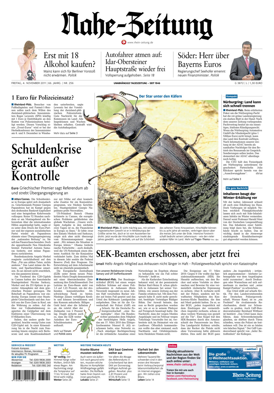 Nahe-Zeitung vom Freitag, 04.11.2011