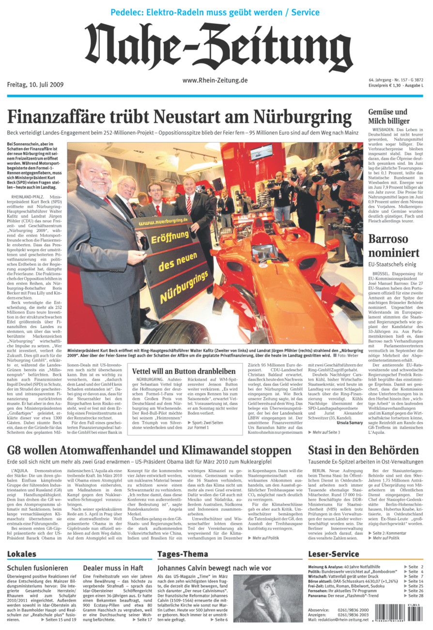 Nahe-Zeitung vom Freitag, 10.07.2009