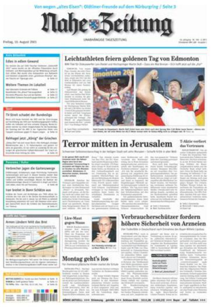Nahe-Zeitung vom Freitag, 10.08.2001