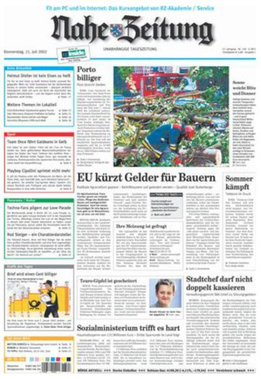 Nahe-Zeitung vom Donnerstag, 11.07.2002