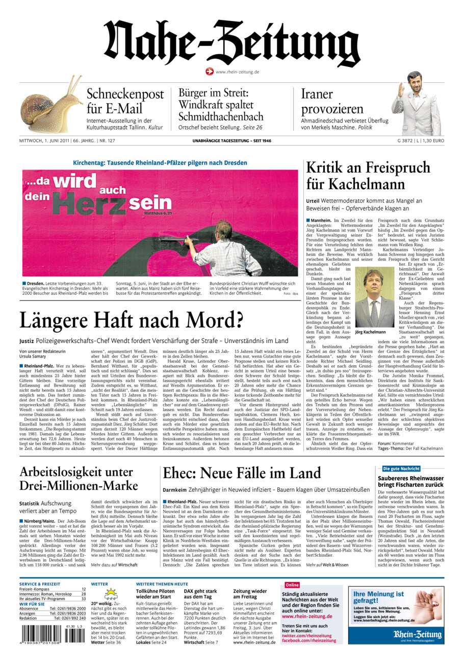 Nahe-Zeitung vom Mittwoch, 01.06.2011
