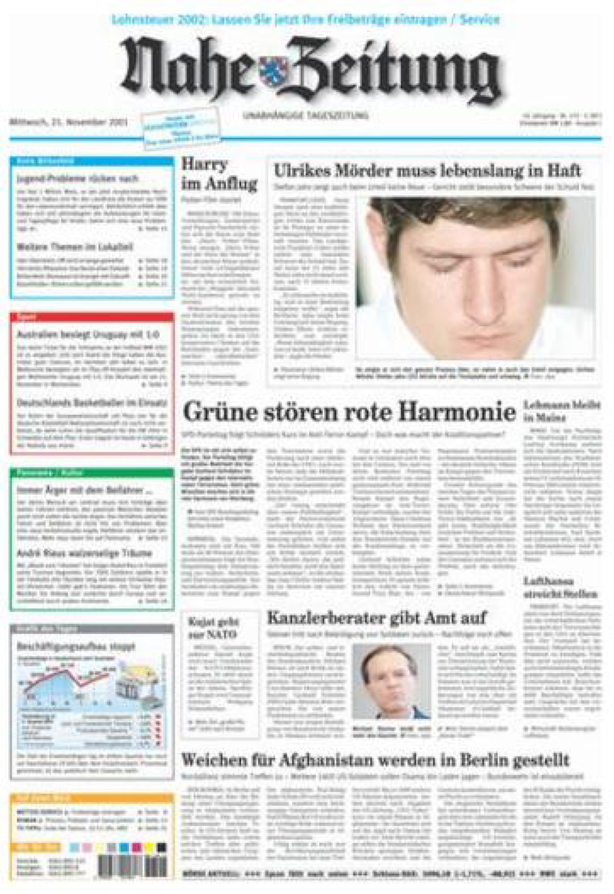 Nahe-Zeitung vom Mittwoch, 21.11.2001