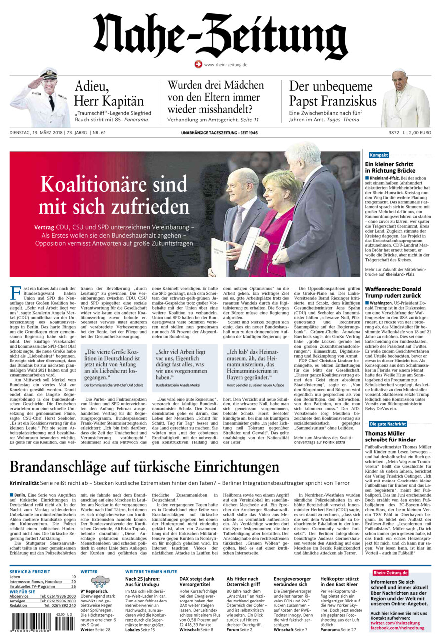 Nahe-Zeitung vom Dienstag, 13.03.2018
