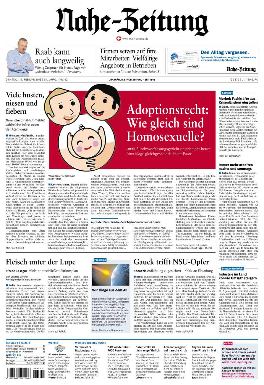 Nahe-Zeitung vom Dienstag, 19.02.2013
