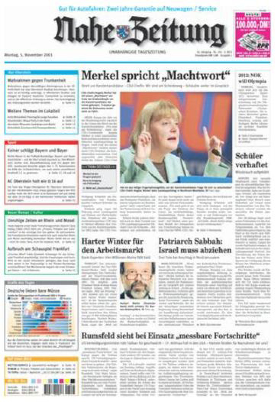 Nahe-Zeitung vom Montag, 05.11.2001