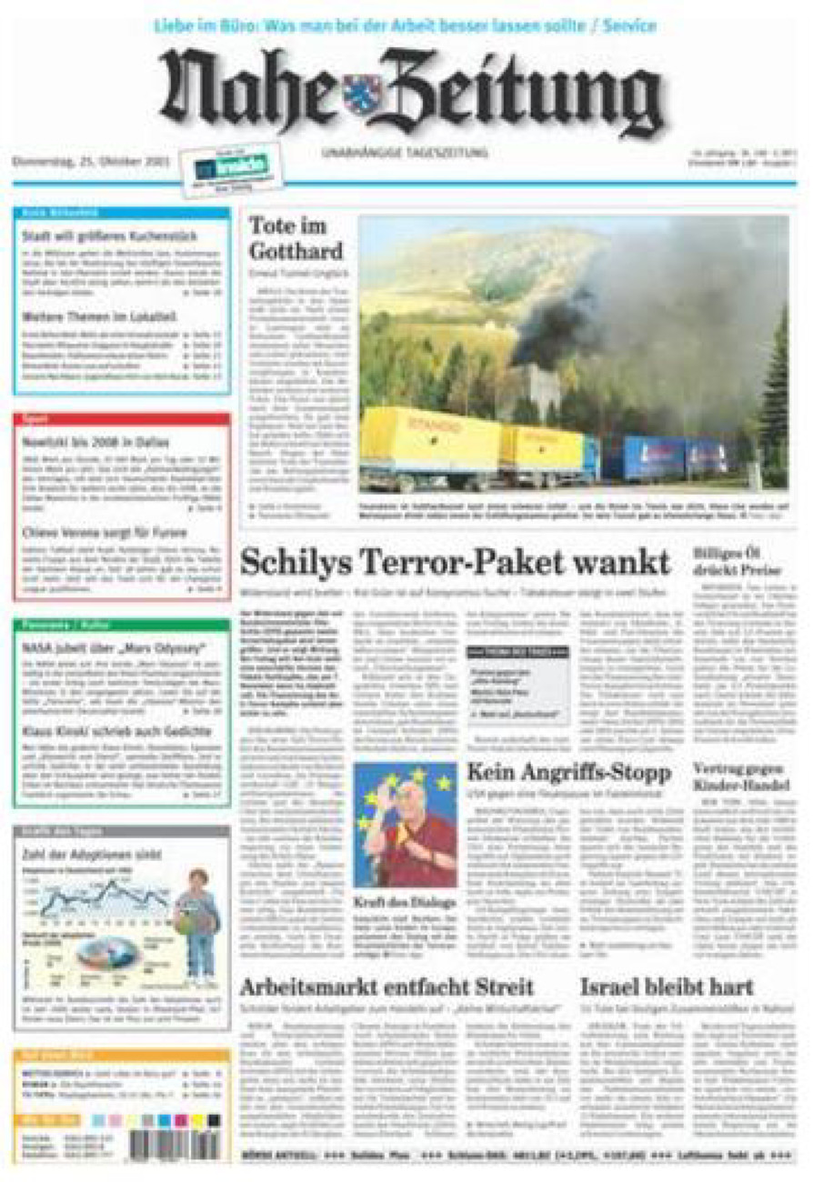 Nahe-Zeitung vom Donnerstag, 25.10.2001
