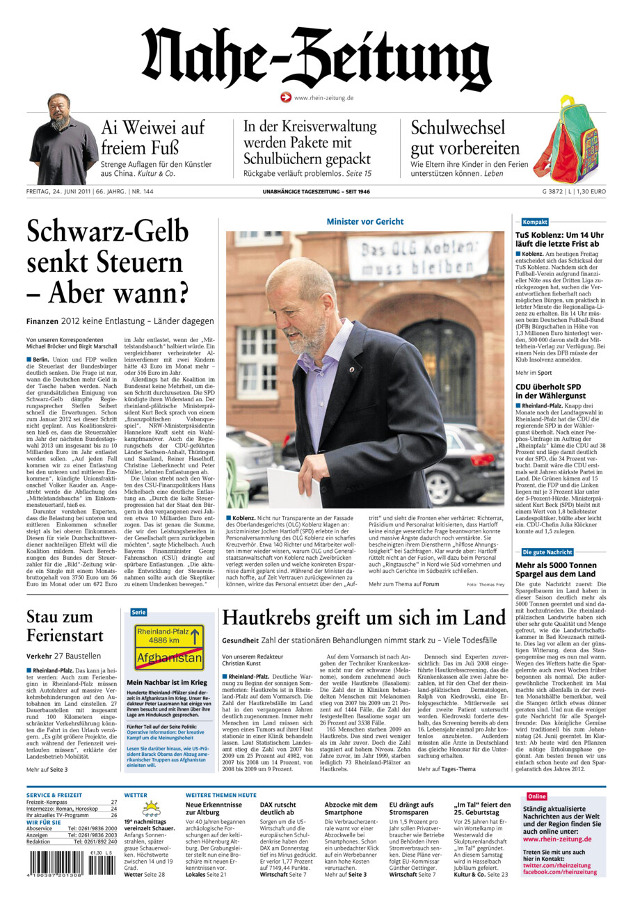 Nahe-Zeitung vom Freitag, 24.06.2011
