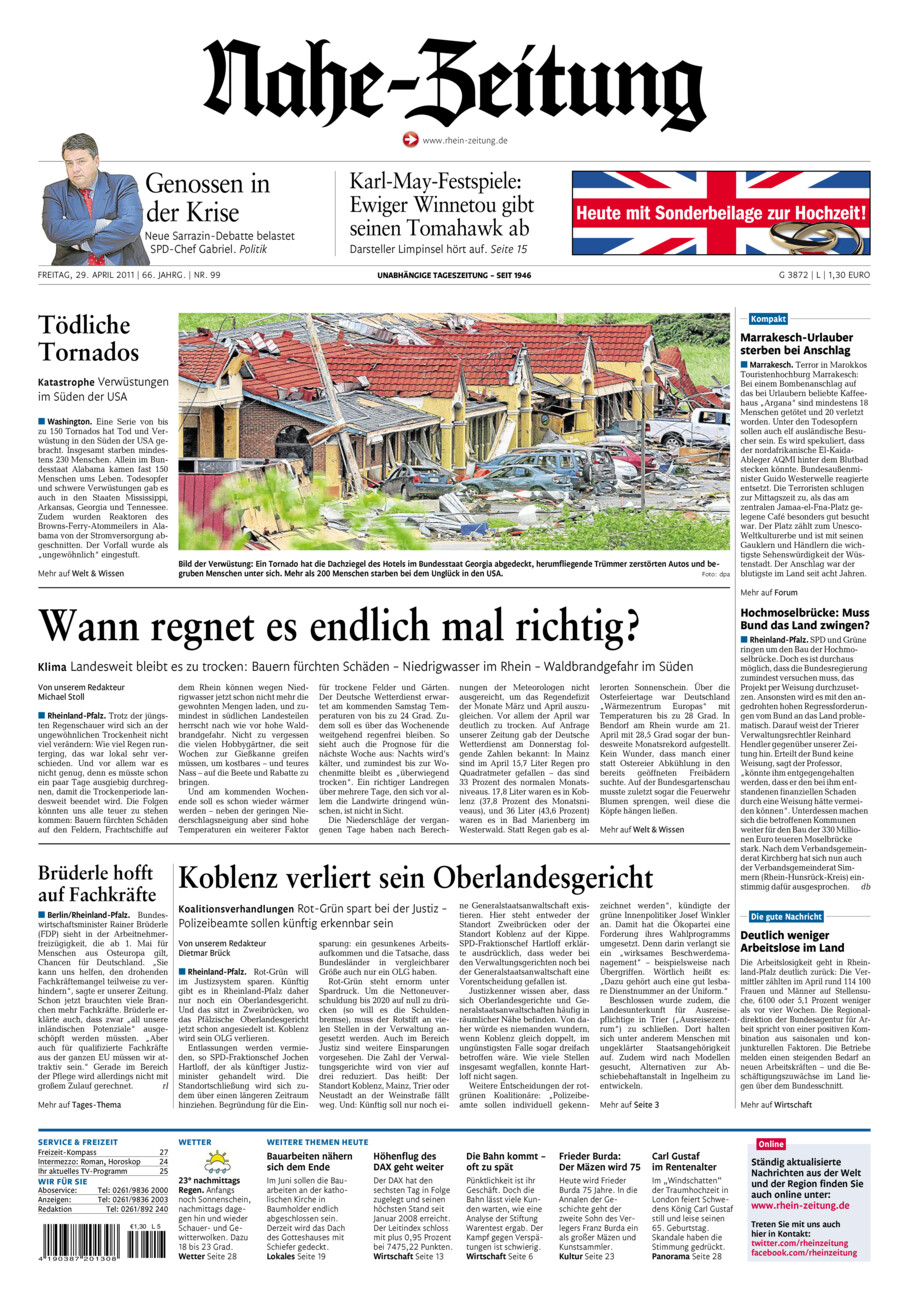 Nahe-Zeitung vom Freitag, 29.04.2011
