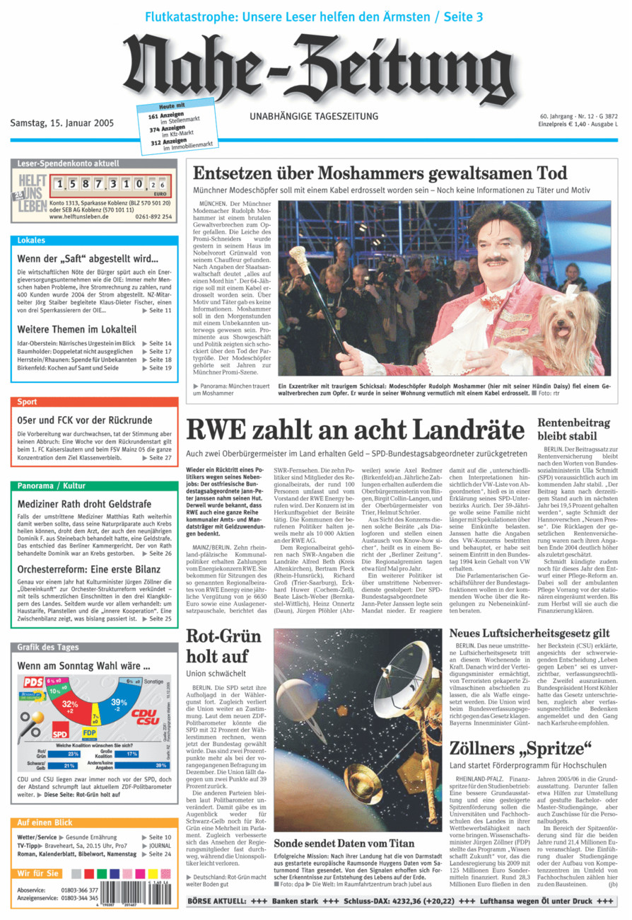 Nahe-Zeitung vom Samstag, 15.01.2005