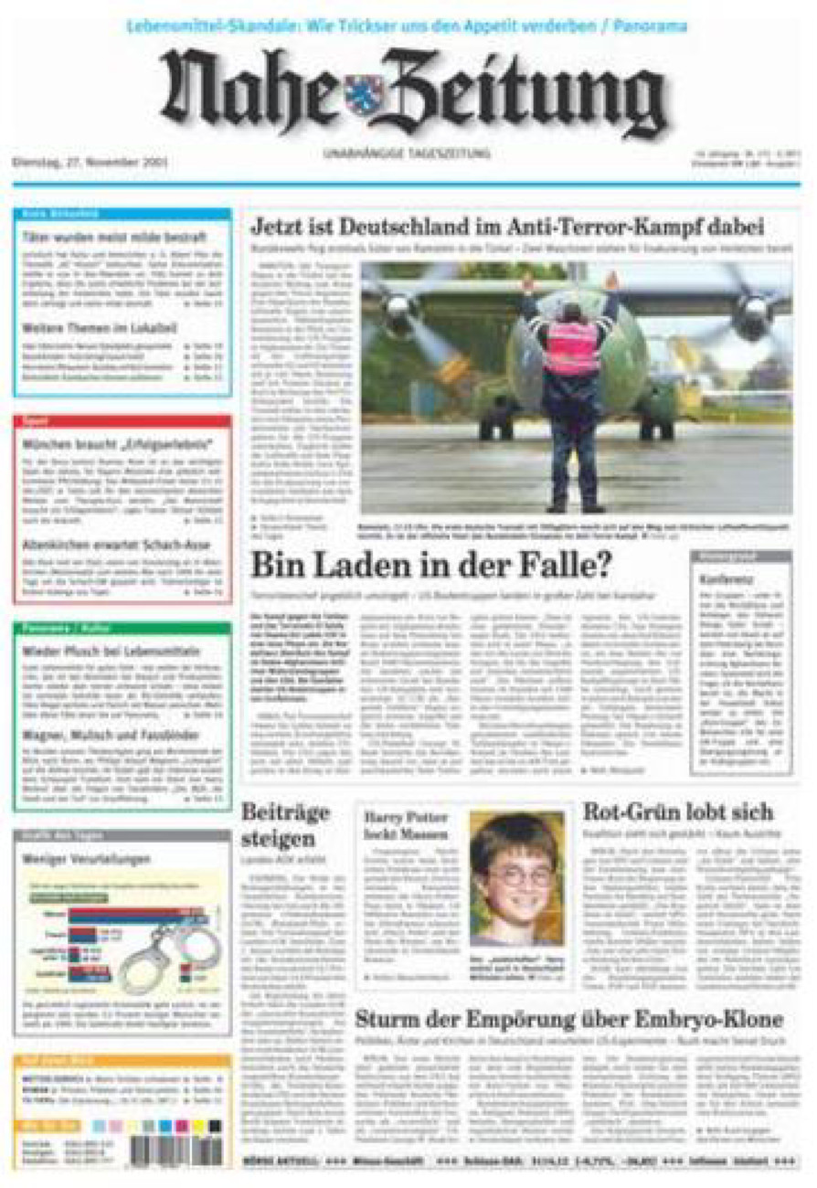 Nahe-Zeitung vom Dienstag, 27.11.2001
