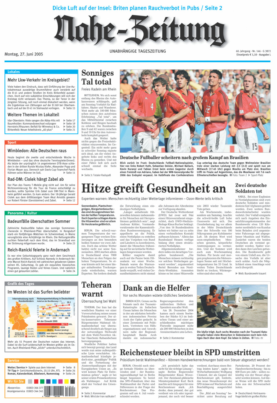 Nahe-Zeitung vom Montag, 27.06.2005
