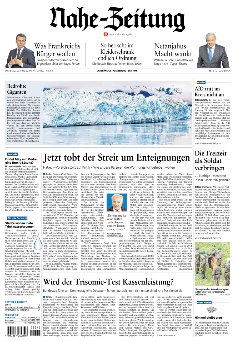 Nahe-Zeitung vom Dienstag, 09.04.2019