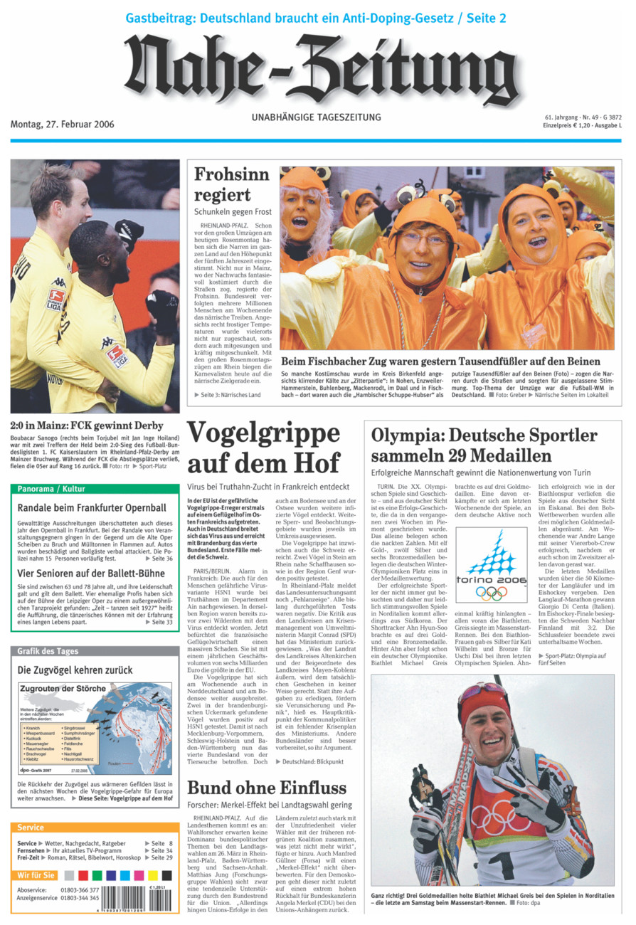 Nahe-Zeitung vom Montag, 27.02.2006