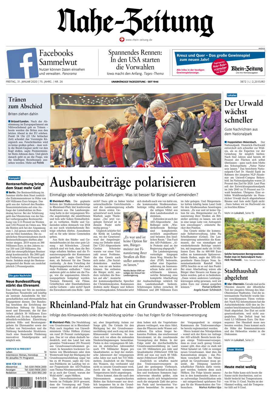 Nahe-Zeitung vom Freitag, 31.01.2020