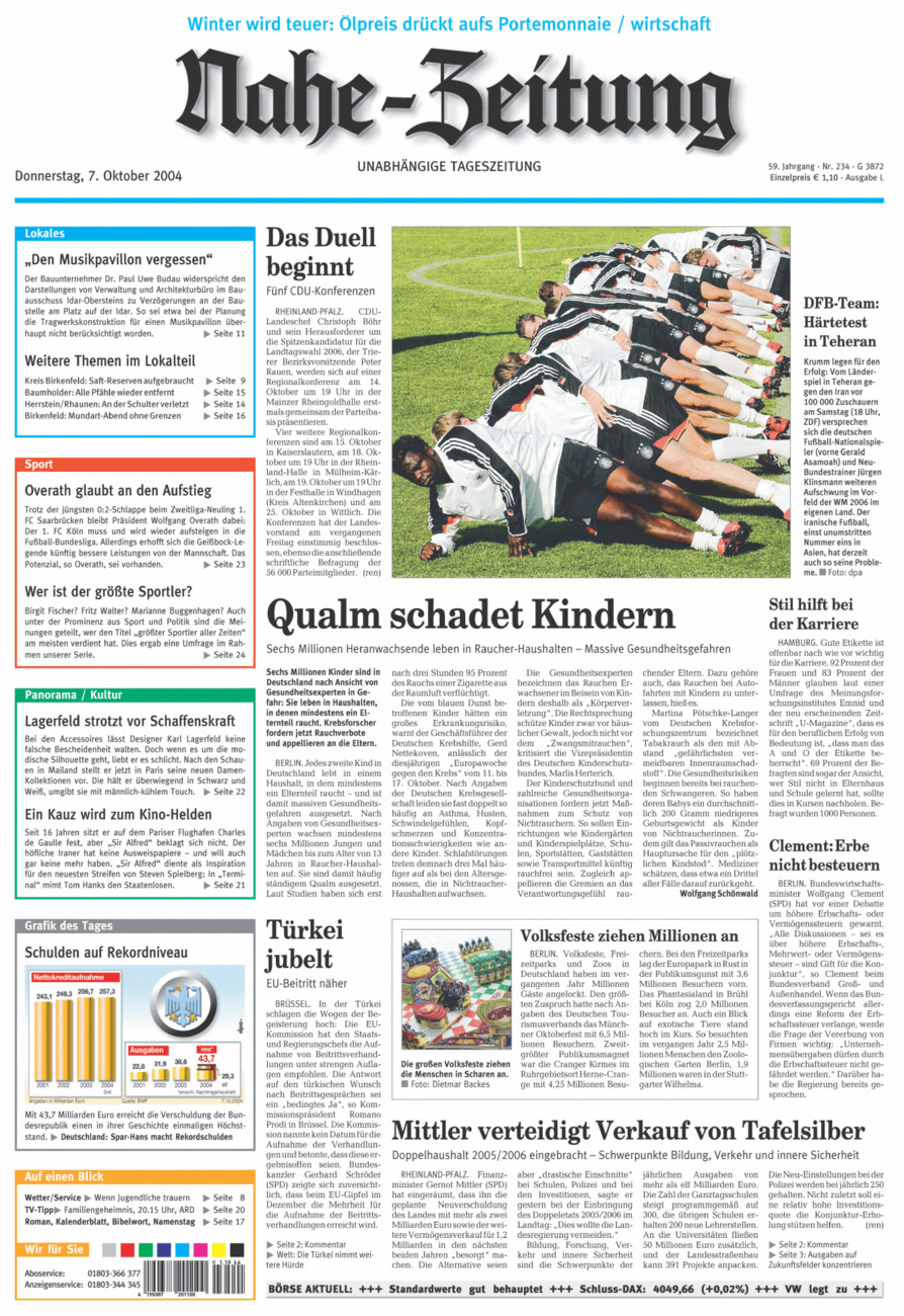 Nahe-Zeitung vom Donnerstag, 07.10.2004