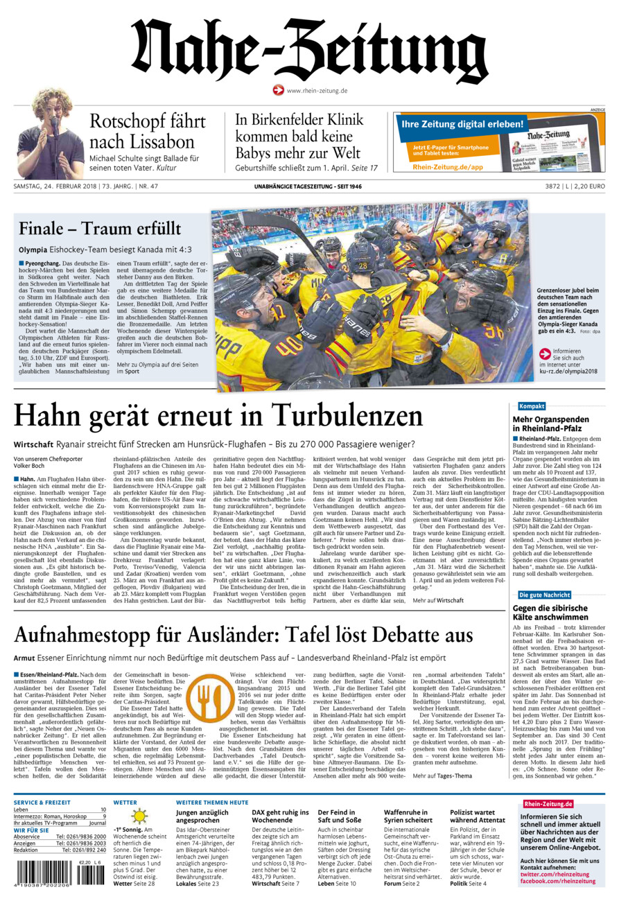 Nahe-Zeitung vom Samstag, 24.02.2018