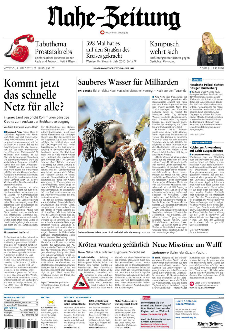 Nahe-Zeitung vom Mittwoch, 07.03.2012