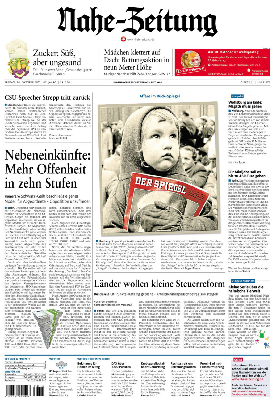Nahe-Zeitung vom Freitag, 26.10.2012