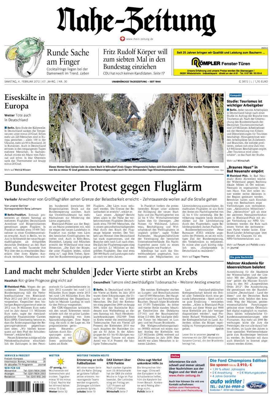Nahe-Zeitung vom Samstag, 04.02.2012