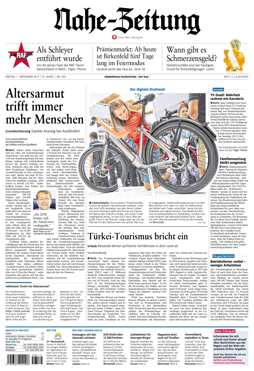 Nahe-Zeitung vom Freitag, 01.09.2017