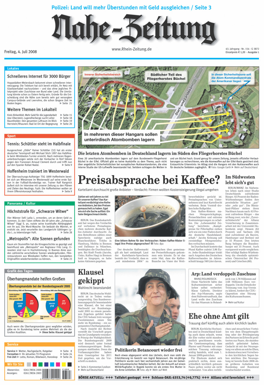 Nahe-Zeitung vom Freitag, 04.07.2008