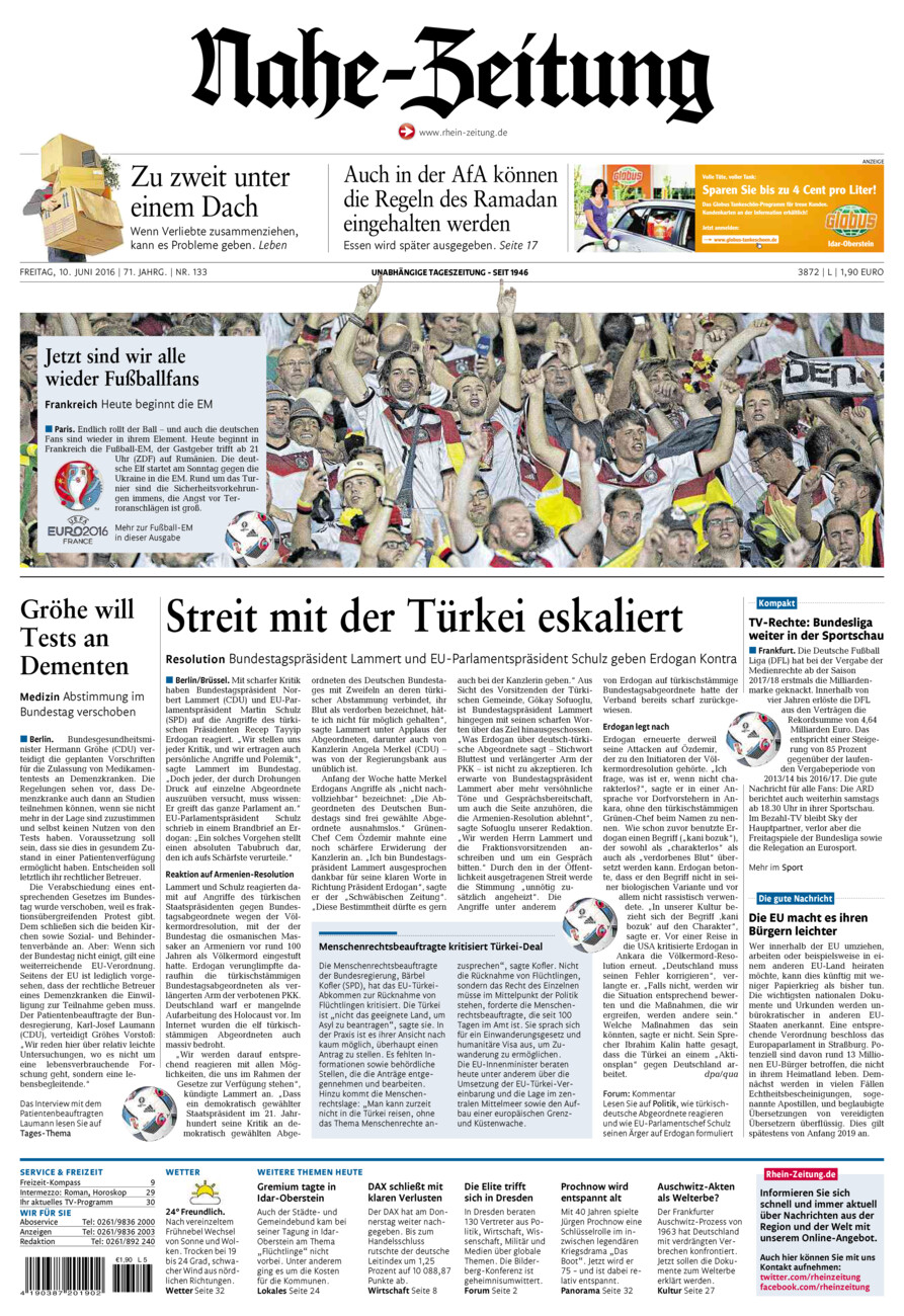 Nahe-Zeitung vom Freitag, 10.06.2016