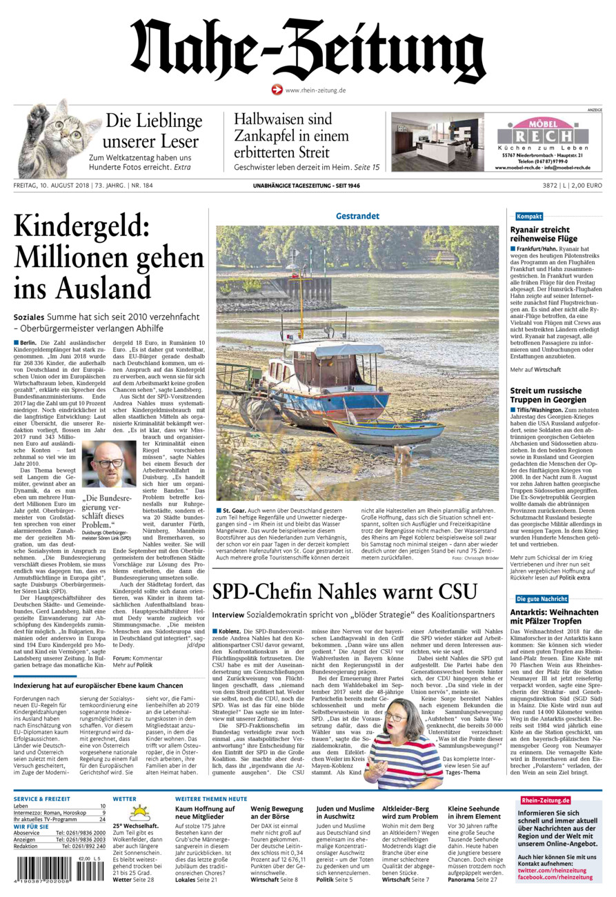 Nahe-Zeitung vom Freitag, 10.08.2018