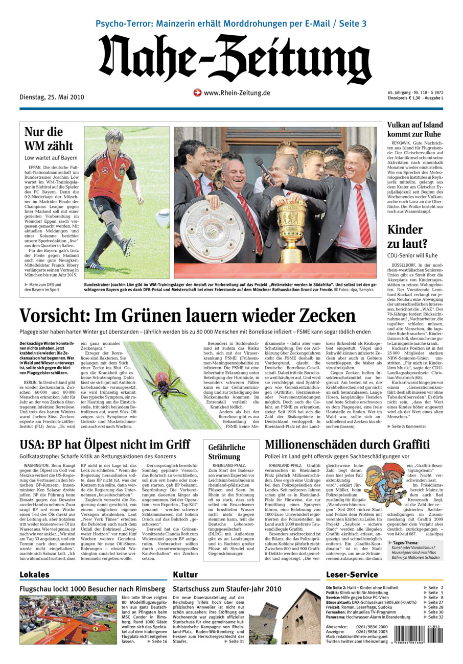 Nahe-Zeitung vom Dienstag, 25.05.2010