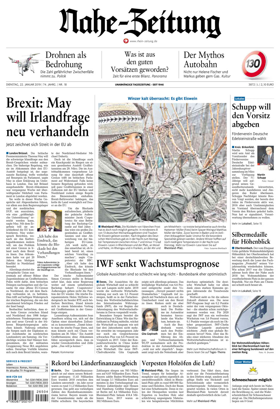 Nahe-Zeitung vom Dienstag, 22.01.2019