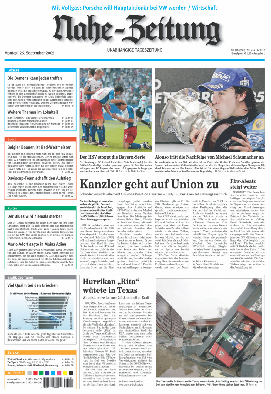 Nahe-Zeitung vom Montag, 26.09.2005